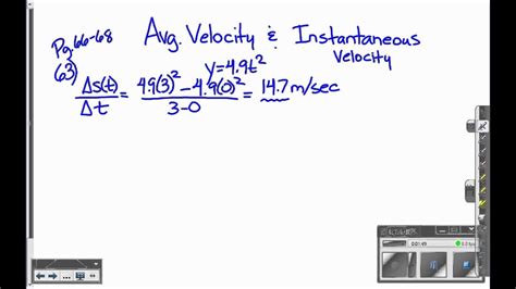Using limits to calculate instantaneous velocity Pg 68 #63 - YouTube