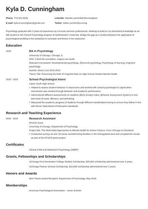 How To Write A Cv For Grad School With Examples
