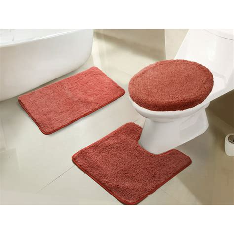 Imperial 3 Piece Bath Rug Set In Terracotta