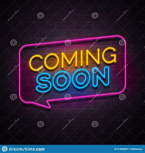 Coming Soon Neon Sign Vector A Brick Wall Background Vector Design