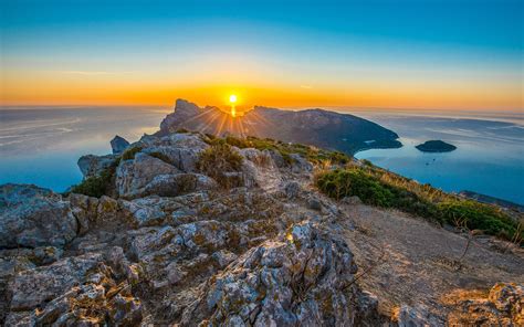 Mittelmeer Spanien Mallorca Berge Meer Sonnenaufgang 1920x1200 Hd