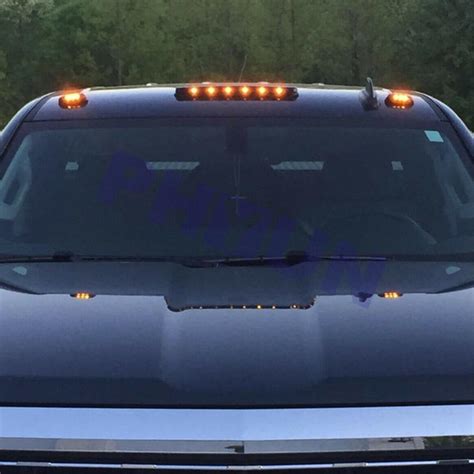 3pcs Smoke Amber Led Cab Roof Marker Light For Chevy Gmc 2500hd 3500hd