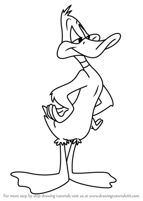 Draw tufts of feathers extending from the top and back of the head using short, curved lines connected in jagged points. Learn How to Draw Daffy Duck from Animaniacs (Animaniacs ...