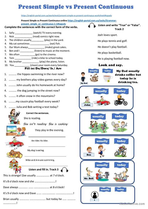 Present Simple Vs Present Continuous English Esl Worksheets Pdf And Doc
