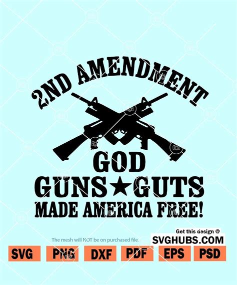 2nd Amendment Svg Gun Rights Svg God Guns And Guts Made America Free Svg