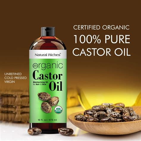 Organic Castor Oil Cold Pressed Usda Certified For Dry Skin Hair Loss Dandruff Thicker Hair