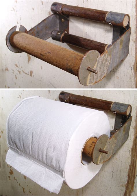 Freestanding toilet paper holder with storage and drawer if you're looking for a toilet paper holder that doesn't tip over when being used, this wooden toilet its rustic design suits modern farmhouse decor and provides enough space to store an extra roll without taking a lot of space on the wall. 1920's Wood＆Metal Country "Rustic" Toilet Paper Holder - F ...