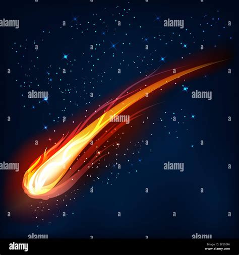 Comet In Space Meteor And Energy Asteroid Glow Powerful Star Moving
