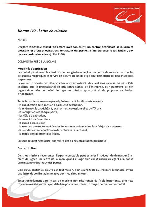 Lettre De Mission Expert Comptable