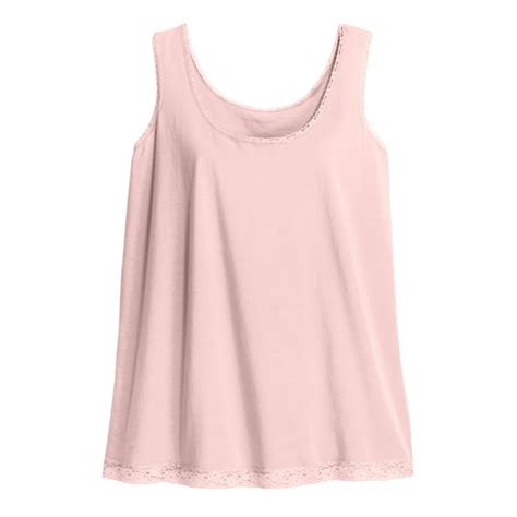 Ellos Ellos Womens Plus Size Lace Trim Tank Top 2x Pale Blush