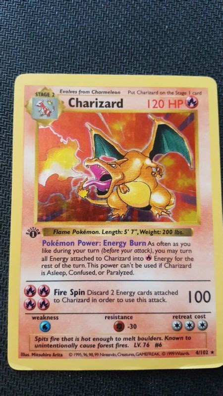 Firstly, this is the first time wotc introduced the 'shining' design to their holographic cards, making the design totally the 1st edition dark charizard is an iconic card. 1st Edition Shadowless Charizard #4 Holographic 1999 Pokemon Card | Pokemon cards, Pokemon ...