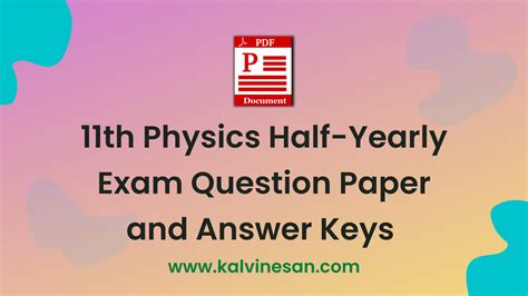 Th Physics Half Yearly Question Paper And Answer Key