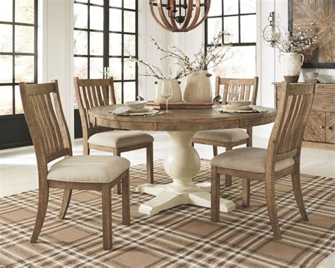 Ashley Grindleburg 6 Piece Round Dining Room Table Set D754 50t 50b 05