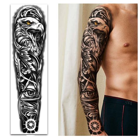 Amazon Com Extra Large Temporary Tattoos Sleeve Full Arm Sleeve Temporary Tattoos For Men