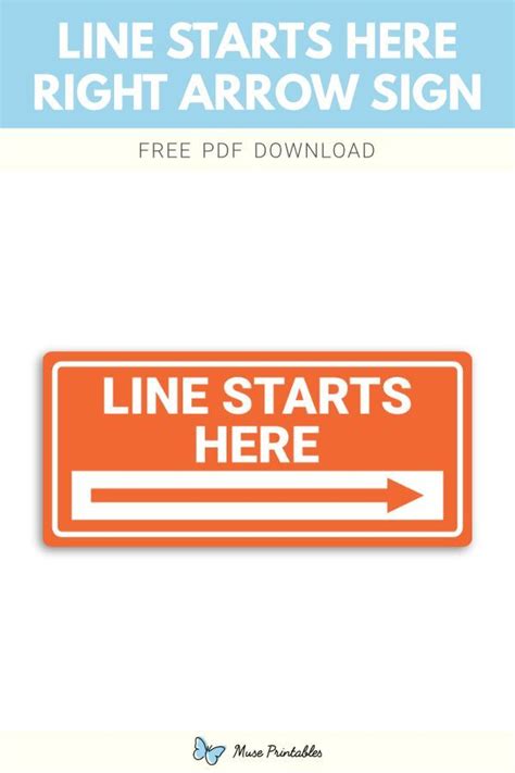 Printable Line Starts Here Right Arrow Sign Template Arrow Signs