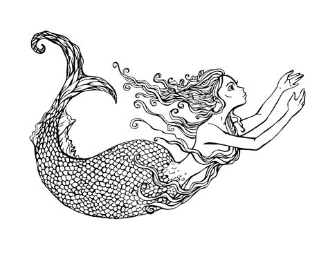 Top 25 little mermaid coloring pages for kids: Swimming mermaid by lian2011 | Water worlds - Coloring ...
