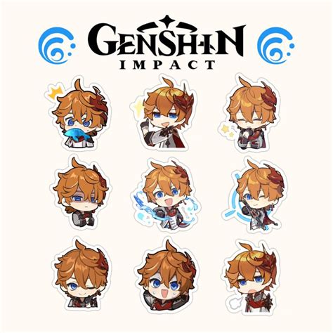Genshin Impact Tartagliachilde Emoji Sticker Set 9 Pcs Shopee