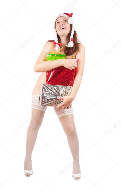 Sexy Woman With Christmas Gifts Stock Photo By Jim Filim