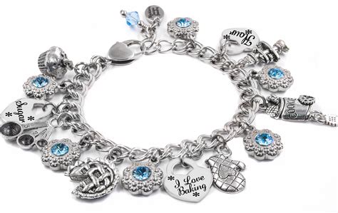 Personalized Charm Bracelet Choice Of Crystals Charms Laser Etsy