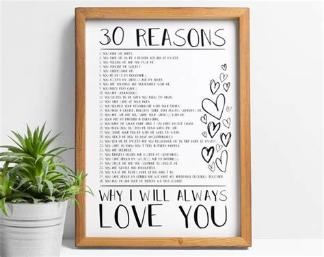 Reasons I Love You Print 20 Reasons 10 Reasons 40 Reasons We Love You