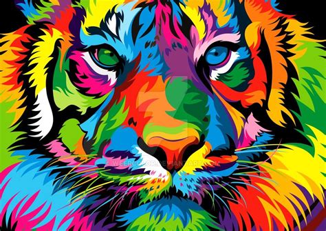 Tiger2 By Weercolor Colorful Animal Paintings Tiger Painting Tiger Art