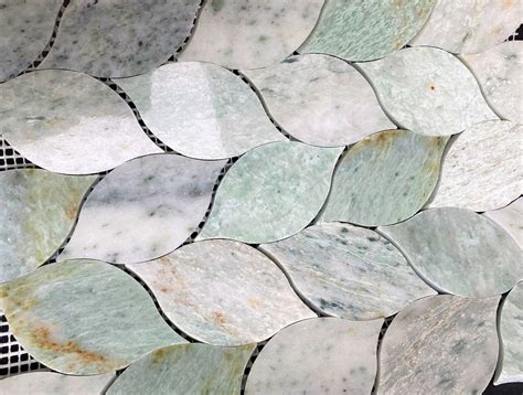 Ming Green Leaf Pattern Marble Mosaic Tile Est000mq4 Etsy