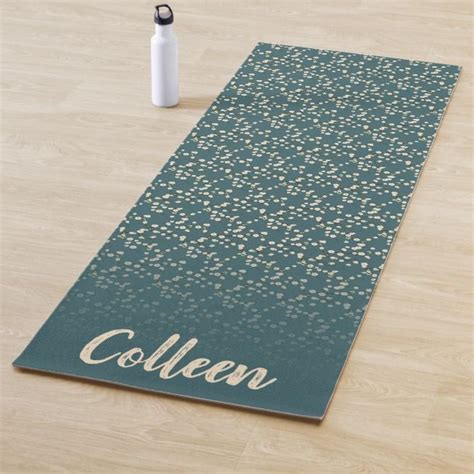 Cherry Blossoms Teal Your Name Yoga Mat Zazzle Personalized Yoga