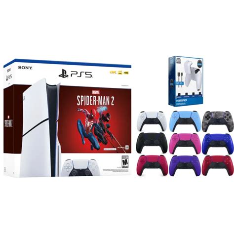 Sony Ps5 Slim Disc Marvels Spider Man 2 Bundle W Extra Controller And