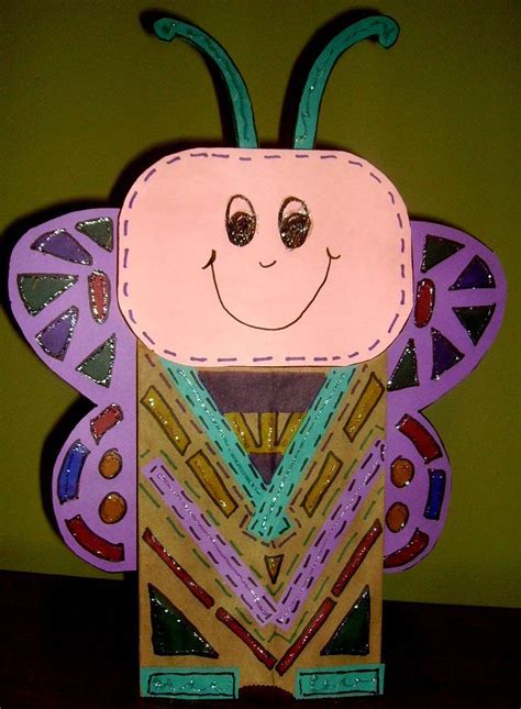 Paper Bag Butterfly Puppets Butterfly Crafts Puppet Crafts Crafts