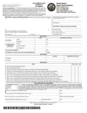 Fillable Online Capropeforms 2015 POWER PLANT PROPERTY STATEMENT