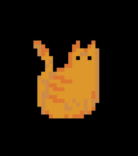 Cat Pixel Art Ginger Dark Digital Art By Andrea Pixels