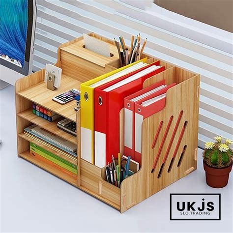 Wooden Desktop Organizer Light Weight Office Supplies Books Holder