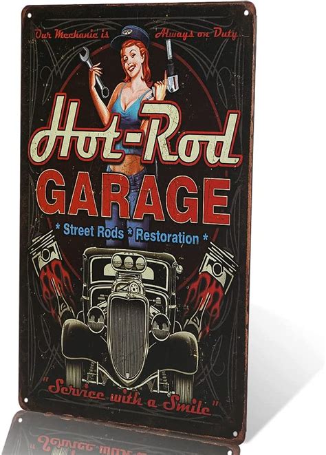 Dingleiever Hot Rod Garage Metal Painting Vintage Crosses Home Wall Decor Pin Up Poster Antique