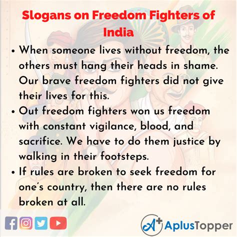 Slogans On Freedom Fighters Of India Unique And Catchy Slogans On