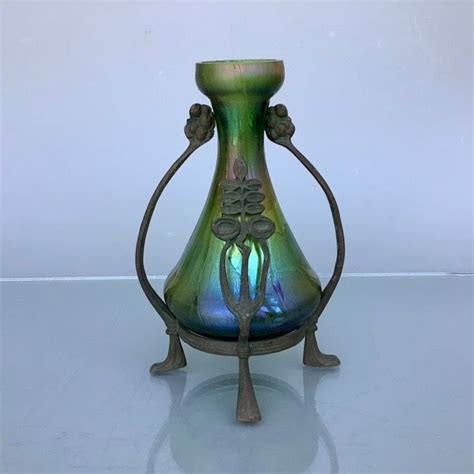 Kralik Art Nouveau Iridescent Glass Vase In Bronze Frame Catawiki