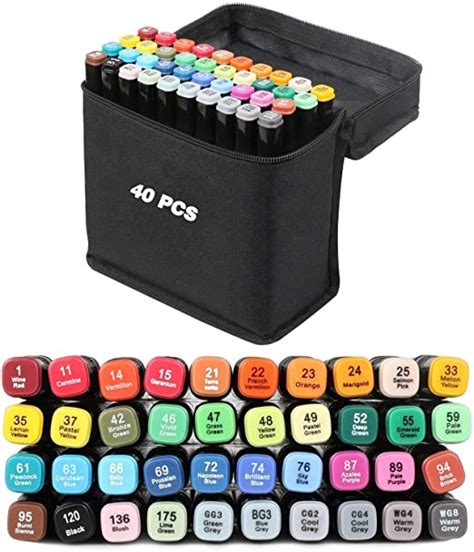 40 Colors Graphic Marker Pen Dual Tip Sketch Pen Twin Marker Double