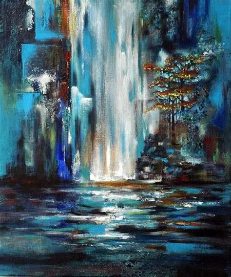 Original Acrylic Painting Picture Of A Waterfall In The Etsy Uk