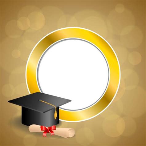 Graduation Cap With Diploma And Golden Abstract Background