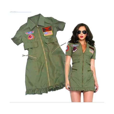 Halloween Women Costume Gun Pilot Movie Air Force Miltary