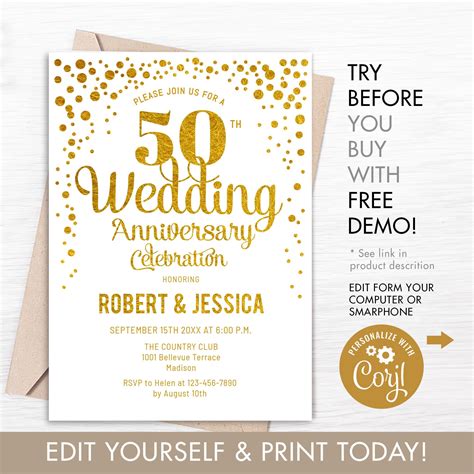 Free Printable 50 Anniversary Invitations