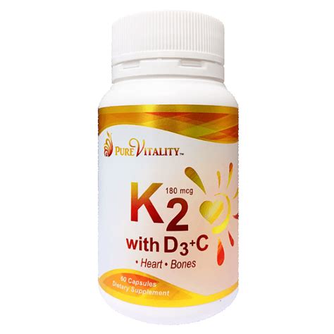 May 09, 2021 · it may provide the right amounts with 5,000 iu per day of vitamin d3 and the recommended dosage of 100 mcg of vitamin k2 per serving per day. Pure Vitality Vitamin K2+D+C 430mg
