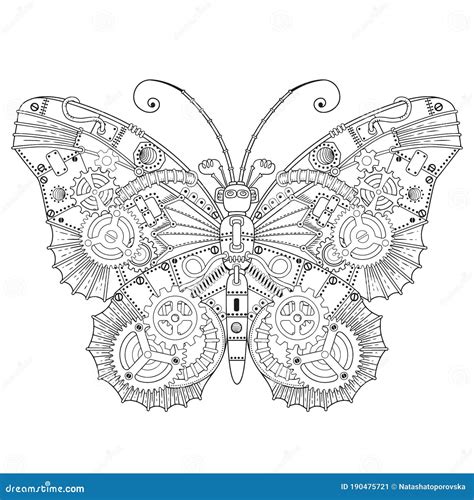Steampunk Vector Coloring Page Vector Coloring Book For Adult For