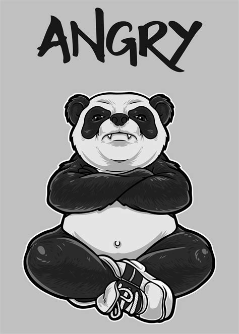 Funny Angry Panda Bear Poster Picture Metal Print Paint By Max