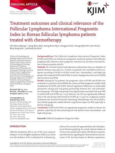 Pdf Treatment Outcomes And Clinical Relevance Of The Follicular