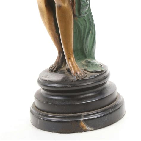 Art Nouveau Patinated Bronze Female Nude Sculpture Early 20th Century