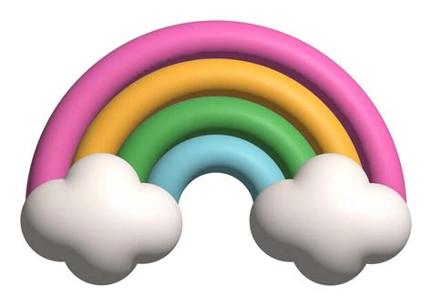 Premium Vector 3d Rainbow And Cloud