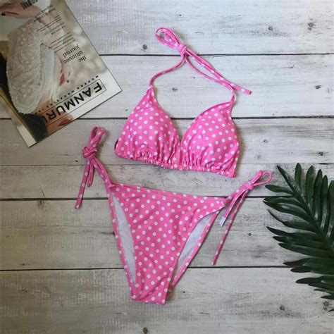 Pink Polka Dot Bikini Polka Dot Bikini Bikinis Pink Polka Dots Hot