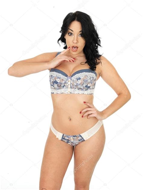 Sexy Attractive Young Woman Wearing Sensual Lingerie Underwear Stock
