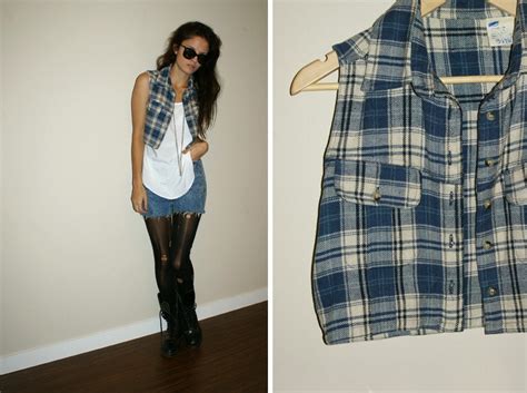 Reserved For Iheartrecordsplaid Flannel Cut Off Cropped
