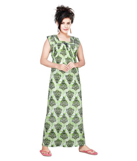 Buy Satyam Nighties Cotton Nighty And Night Gowns Green Online At Best